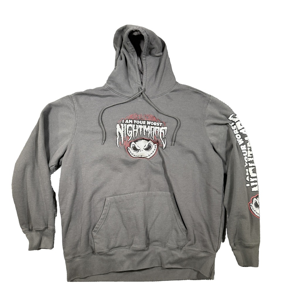 Disney Nightmare Before Christmas Jack Skellington Gray Pullover Hoodie Mens XL